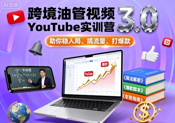跨境油管视频YouTube实训营3.0，助你稳入局、搞流量、打爆款-御文网