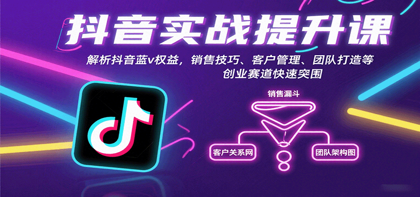 抖音实战提升课：解析抖音蓝v权益，销售技巧、客户管理、团队打造等创业赛道快速突围-御文网