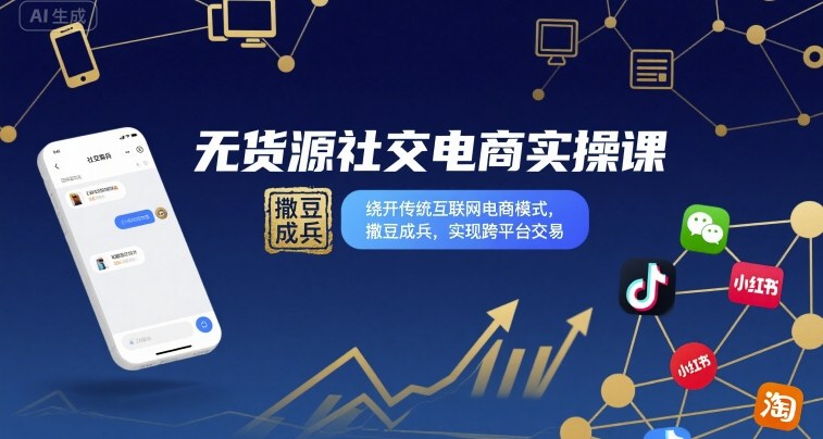 无货源社交电商实操课，绕开传统互联网电商模式，撒豆成兵，实现跨平台交易-御文网