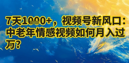 7天收益1k+，视频号新风口：中老年情感视频如何月入过W?-御文网