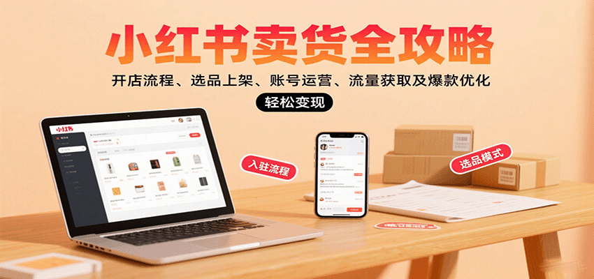 小红书卖货全攻略：开店流程、选品上架、账号运营、流量获取及爆款优化，轻松变现-御文网