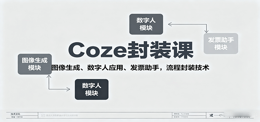 Coze封装课，图像生成、数字人应用、发票助手，流程封装技术-御文网