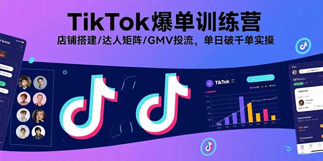 TikTok爆单训练营，店铺搭建/达人矩阵/GMV投流，单日破千单实操-御文网