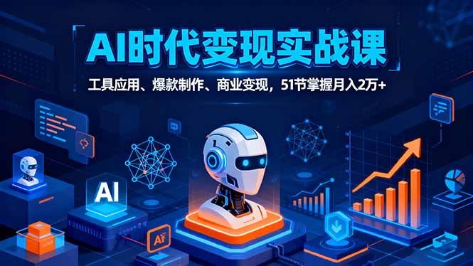 AI时代全场景实战课，工具应用、爆款制作、商业变现，51节掌握月入2万+-御文网