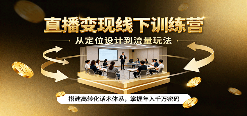 直播变现线下训练营，从定位设计到流量玩法，搭建高转化话术体系，掌握年入千万密码-御文网