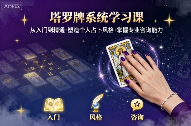 塔罗牌系统学习课，助你从入门到精通，塑造个人占卜风格，掌握专业咨询能力-御文网