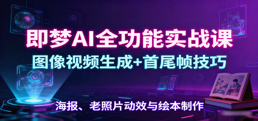 即梦AI全功能实战课：图像视频生成+首尾帧技巧，海报、老照片动效与绘本制作-御文网