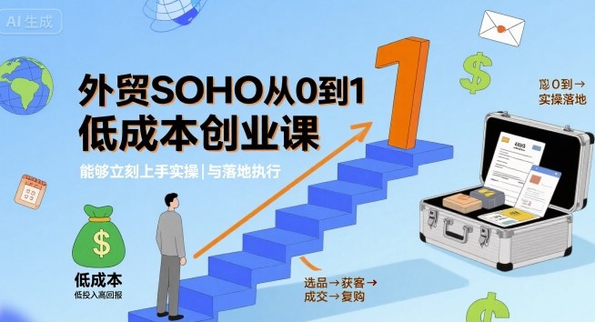 外贸SOHO从0到1低成本创业课，能够立刻上手实操与落地执行-御文网