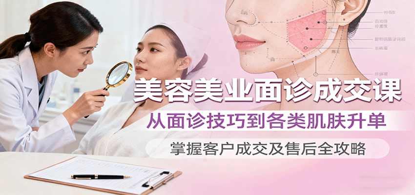 美容美业面诊成交课，从面诊技巧到各类肌肤升单，掌握客户成交及售后全攻略-御文网