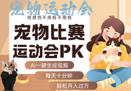 AI一键生成宠物比赛运动会PK视频，纯原创不用剪不用拍，每天十分钟，轻松月入过1W+-御文网