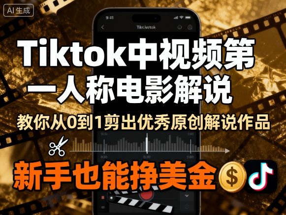 Tiktok中视频第一人称电影解说,教你从0到1剪出一个优秀的原创解说作品,新手也能挣美金-御文网