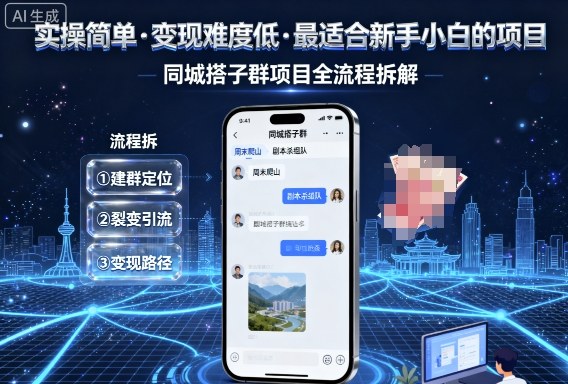 实操简单，变现难度低，最适合新手小白做的项目，每天轻松收入3张，同城搭子群项目全流程拆解-御文网