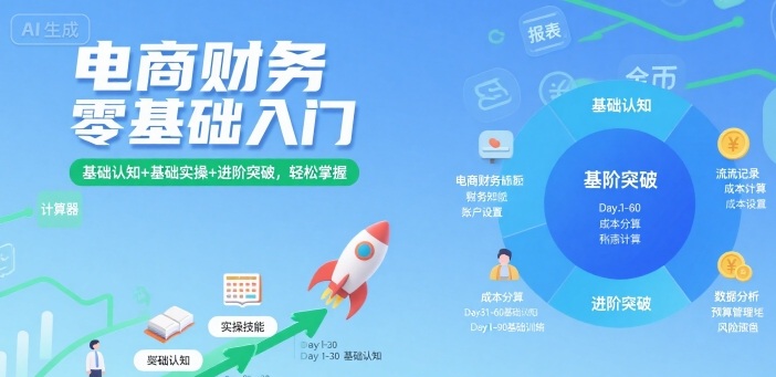电商财务零基础入门，基础认知+基础实操+进阶突破，轻松掌握-御文网