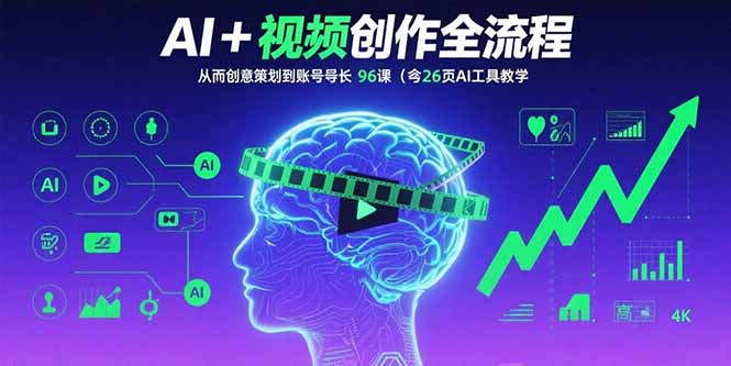 AI+短视频创作全流程：从创意策划到账号增长，96节课(含26项AI工具教学-御文网