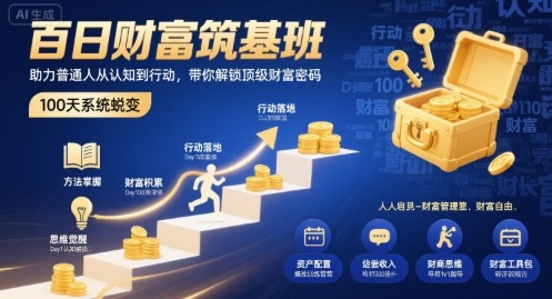 百日财富筑基班，助力普通人从认知到行动，带你解锁顶级财富密码-御文网