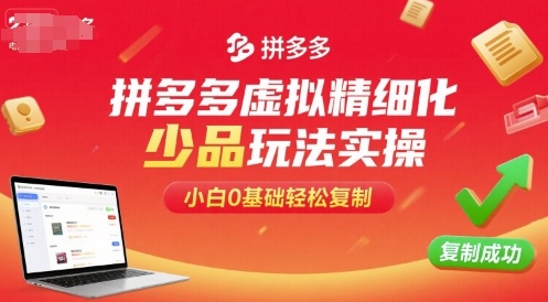 拼多多虚拟精细化少品玩法实操，小白0基础轻松复制-御文网