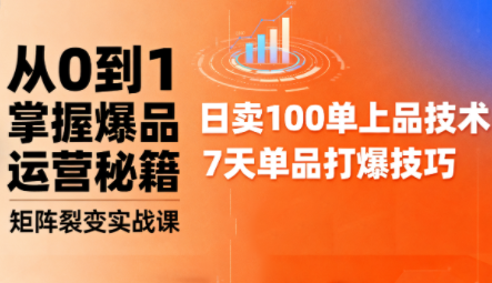 抖音小店爆品打造与矩阵裂变实战课-御文网