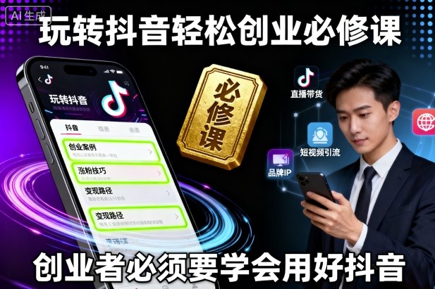 玩转抖音轻松创业必修课，创业者必须要学会用好抖音-御文网