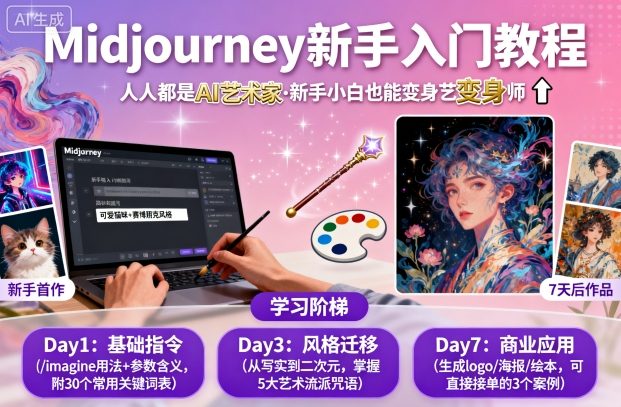 midjourney新手入门教程：人人都是AI艺术家，新手小白也能变身艺术大师-御文网