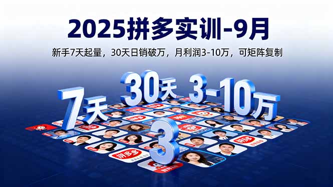2025拼多多实训-9月：新手7天起量,30天日销破万,月利润3-10万,可矩阵复制-御文网