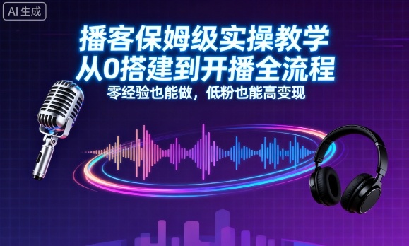 播客保姆级实操教学，从0搭建到开播全流程，零经验也能做，低粉也能高变现-御文网