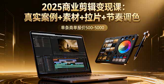 2025商业剪辑变现课：真实案例+素材+拉片+节奏调色，单条商单报价500-5000-御文网