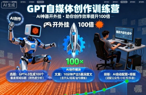 GPT自媒体创作训练营：AI神器开外挂，助你创作效率提升100倍-御文网