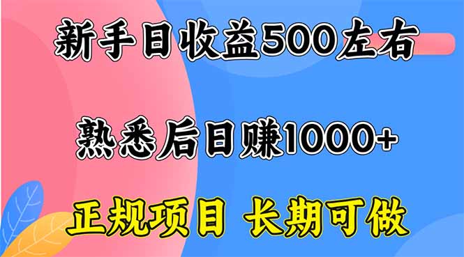 新手日收益500+ 正规项目 长期可做-御文网