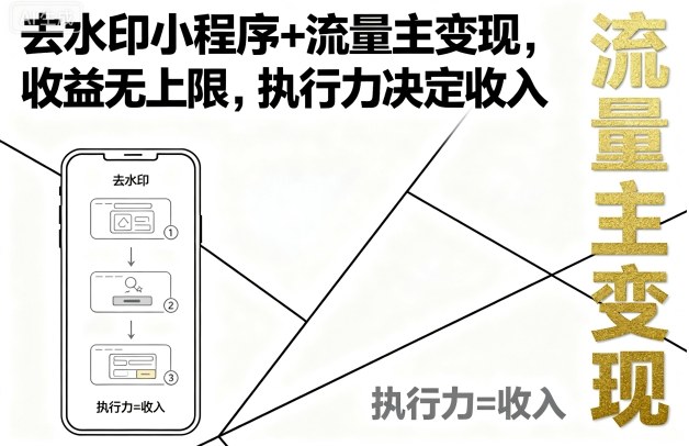 去水印小程序+流量主变现,收益无上限,执行力决定收入-御文网
