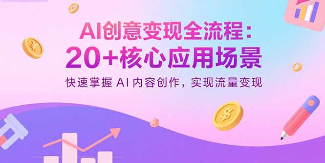 AI创意变现全流程：20+核心应用场景，快速掌握AI内容创作，实现流量变现-御文网