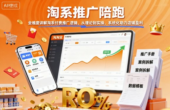 淘系推广陪跑，全维度讲解淘系付费推广逻辑，从理论到实操，系统化助力店铺盈利-御文网