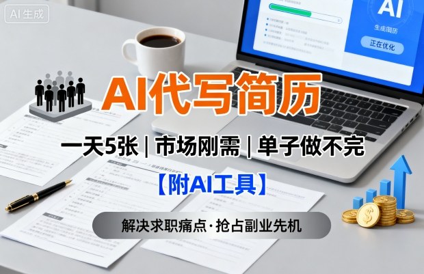 AI代写简历，一天5张，今年找工作难，市场刚需，单子做不完【附AI工具】-御文网