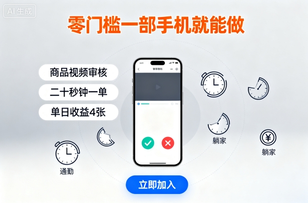 零门槛一部手机就能做，商品视频审核，通勤躺家碎片时间都能做，二十秒钟一单，单日收益4张【揭秘】-御文网