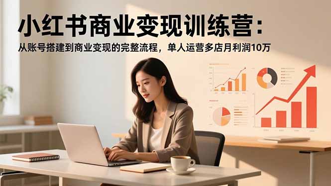 小红书商业变现训练营：从账号搭建到商业变现的完整流程，单人运营多店月利润10万-御文网
