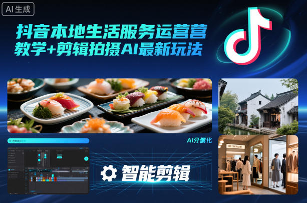 抖音本地生活服务运营教学+剪辑拍摄AI最新玩法-御文网