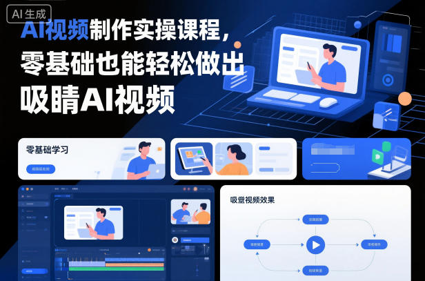 AI视频制作实操课程，零基础也能轻松做出吸睛AI视频-御文网