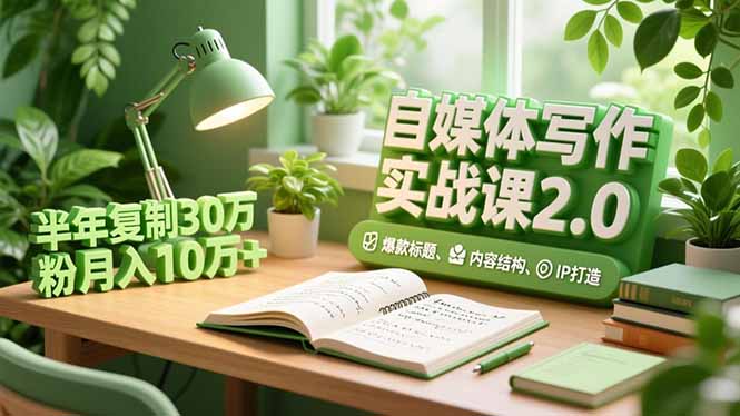 自媒体写作实战课2.0，爆款标题、内容结构、IP打造，半年复制30万粉月入10万+-御文网