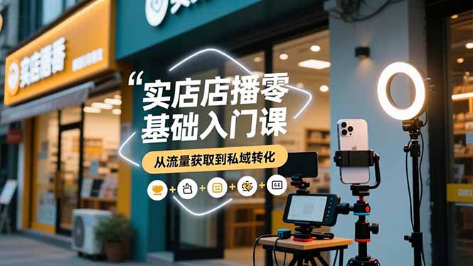 实体店播零基础入门课，实体店+短视频+直播+微信生态+私域社群，从流量获取到私域转化-御文网