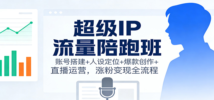 超级IP流量陪跑班：账号搭建+人设定位+爆款创作+直播运营，涨粉变现全流程-御文网