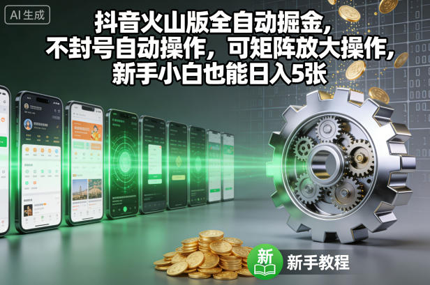 抖音火山版全自动掘金，不封号自动操作，可矩阵放大操作，新手小白也能日入5张【揭秘】-御文网