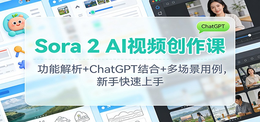 Sora 2 AI视频创作课：功能解析+ChatGPT结合+多场景用例，新手快速上手-御文网