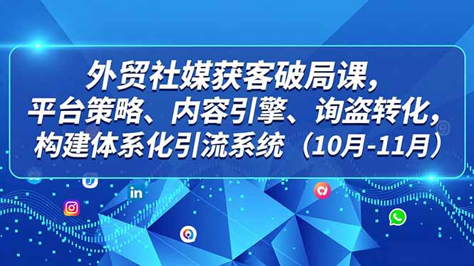 外贸 社媒获客破局课，平台策略、内容引擎、询盘转化，构建体系化引流系统(10月-11月-御文网