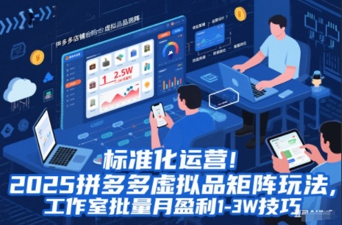 标准化运营！2025拼多多虚拟品矩阵玩法，工作室批量月盈利1-3W技巧【揭秘】-御文网