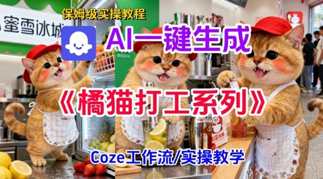 Coze扣子工作流一键生成胖橘猫打工短视频，保姆级实操搭建教学-御文网