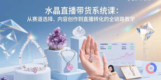 水晶直播带货系统课：从赛道选择、内容创作到直播转化的全链路教学-御文网