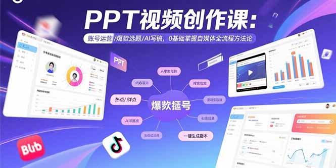 PPT视频创作课：账号运营/爆款选题/AI写稿，0基础掌握自媒体全流程方法论-御文网
