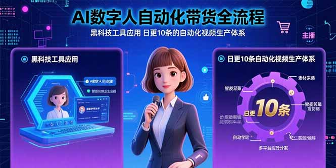 AI数字人自动化带货全流程：黑科技工具应用 日更10条的自动化视频生产体系-御文网