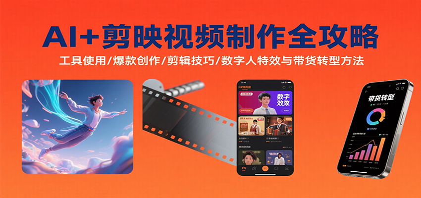 AI+剪映视频制作全攻略：工具使用/爆款创作/剪辑技巧/数字人特效与带货转型方法-御文网
