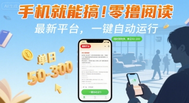 手机就能搞！零撸阅读挂G，最新平台，一键自动运行，随时随地挣，单日50-3张+【揭秘】-御文网