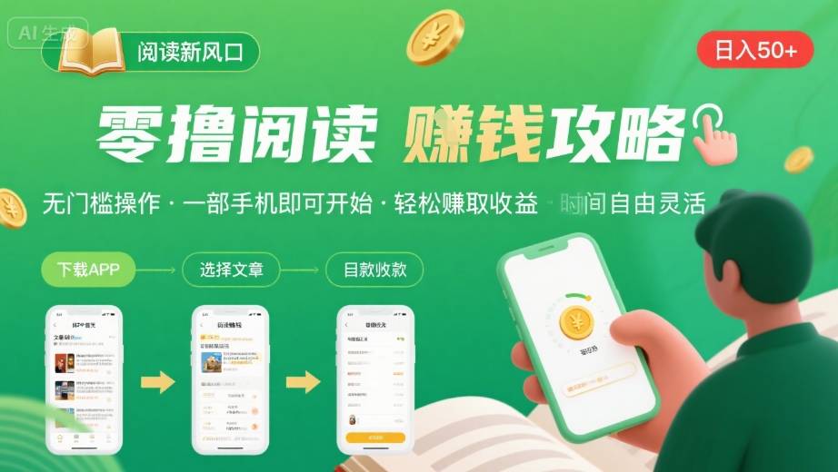 零撸阅读新风口，无门槛轻松挣，一部手机，日入 50-3张【揭秘】-御文网